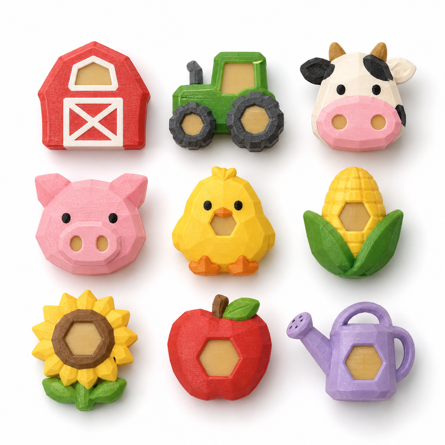 Farm Friends Color Shifter Set with barn, tractor, animals, and crops