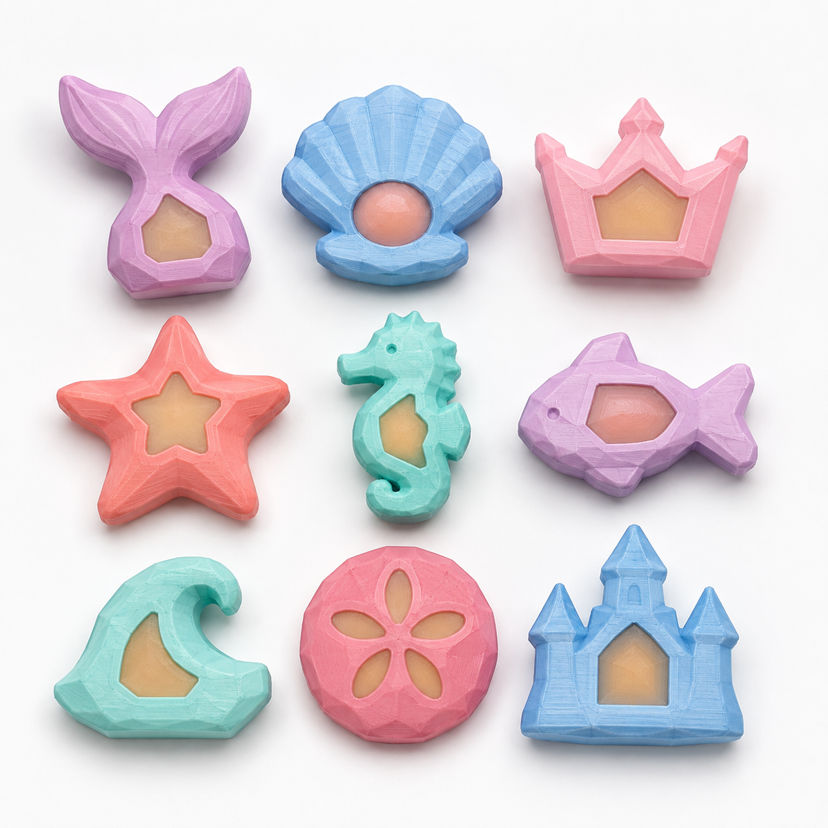 Mermaid Color Shifter Set with tails, shells, crowns, and treasures