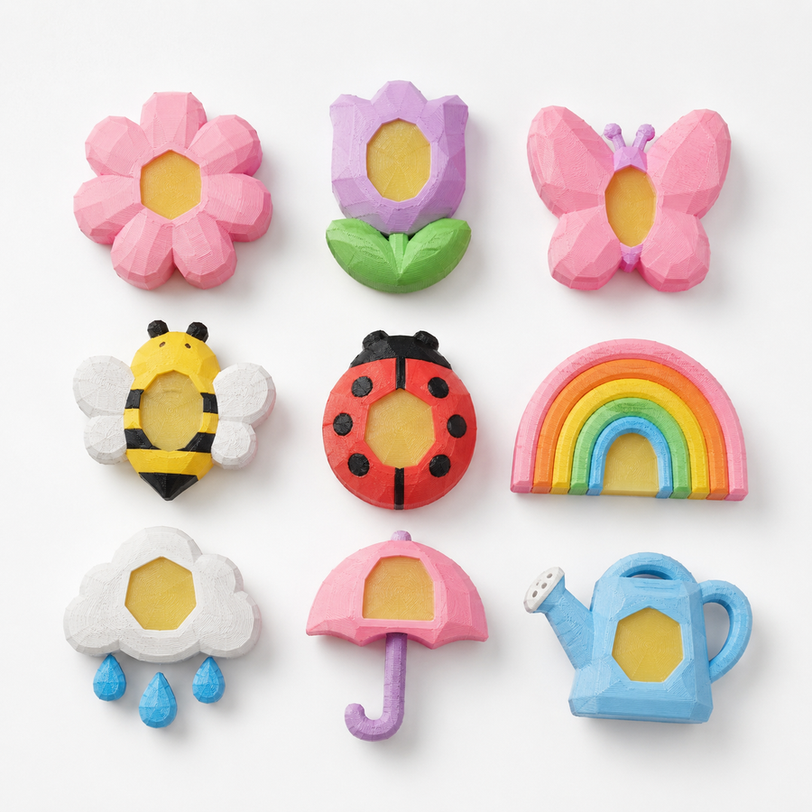 Spring Color Shifter Set with flowers, butterfly, bee, rainbow, and cloud