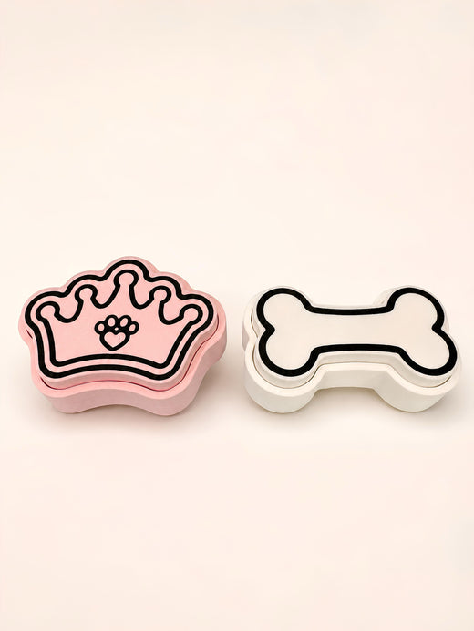 Pink crown-shaped pet keeper box with paw detail